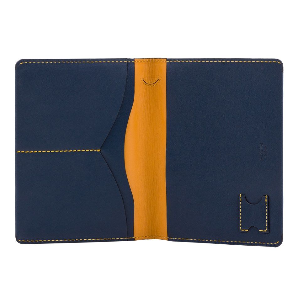 A-SLIM Leather Passport Holder Hoshi - Blue/Yellow